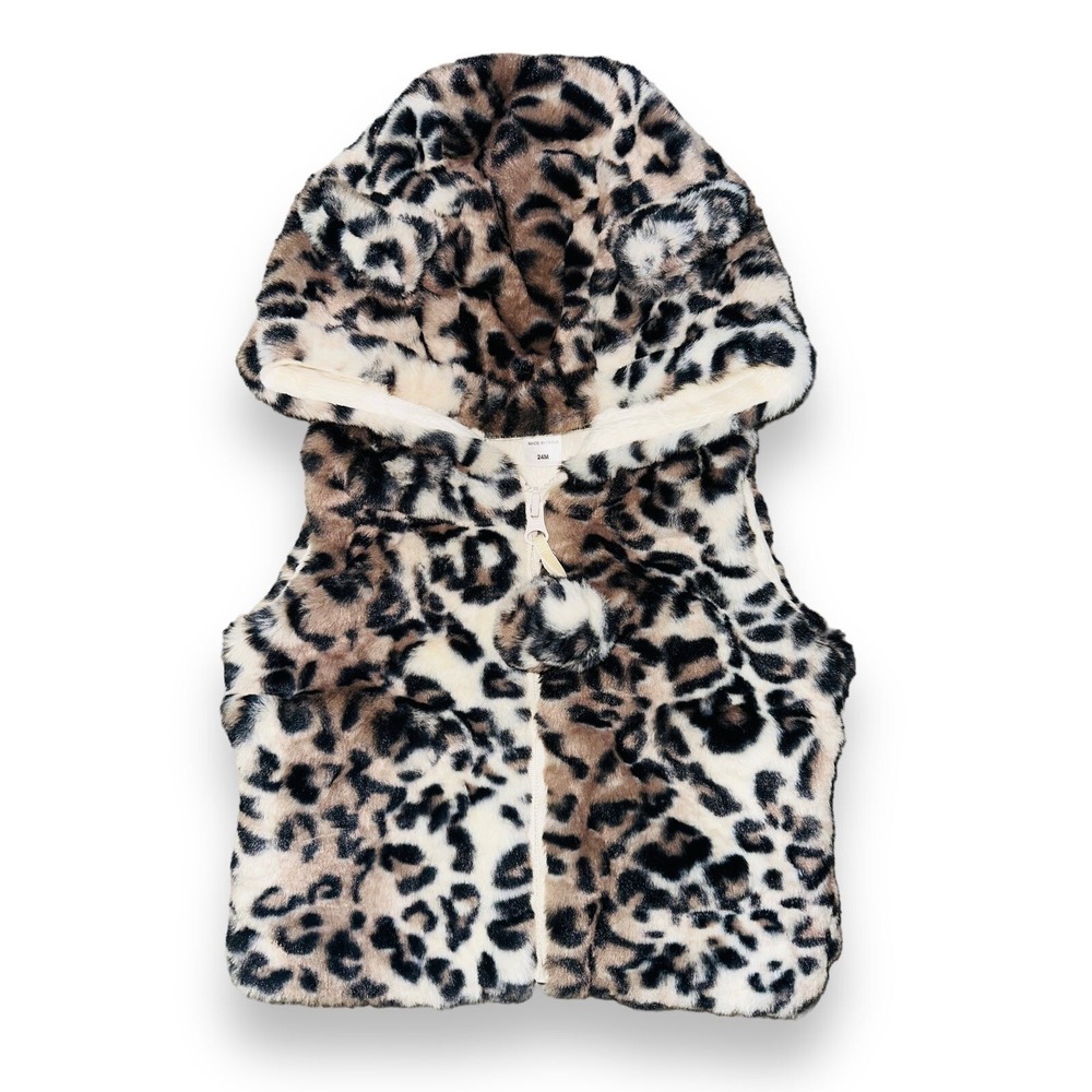 E2 Widgeon Leopard Cheetah Vest Fur Fuzzy 24 Months Infant Girls Ears